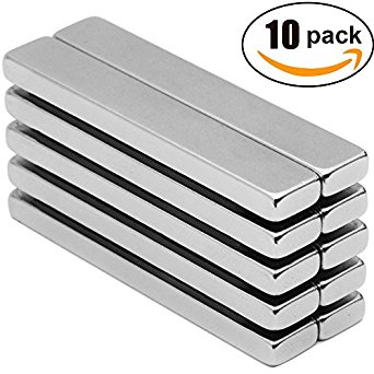 10 Piece Super Strong Rectangular Block Neodymium Magnets, DIY, Building, Scientific, Craft, and Office NdFeB Permanent Neodymium Magnets - 60 x 10 x 5 mm