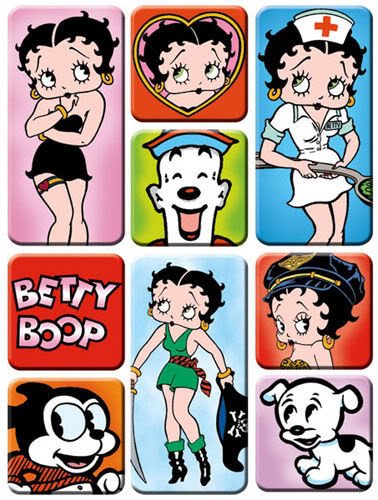 Betty Boop 9 Piece Refrigerator Magnet Set