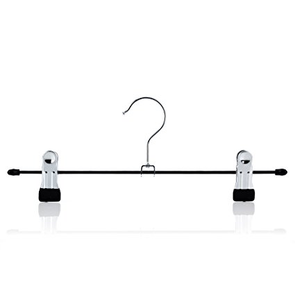 Hangerworld 12 Inch Strong Chrome Coat Hangers with Skirt /Pants Clips, Pack of 10