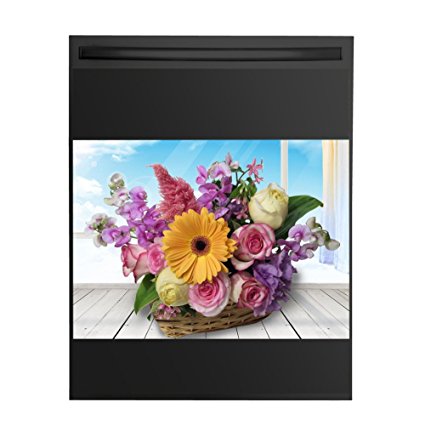 Yidarton Kitchen Magnetic Cover for Dishwasher Refrigerator Spring Flower Basket (16.93