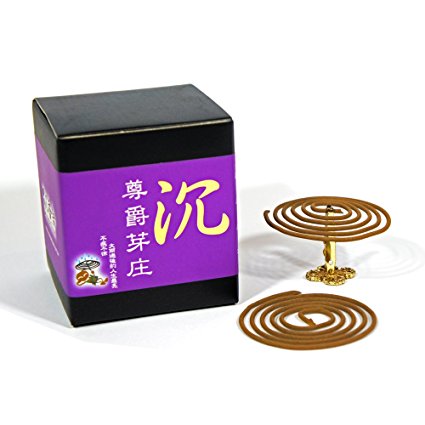 NhuTruang Chen Xiang Agarwood Aloeswood Incense Coils 48pcs 3.5hrs with Incense Clip