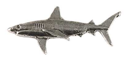 Creative Pewter Designs, Pewter Great White Shark Refrigerator Magnet, Antiqued Finish, S112M