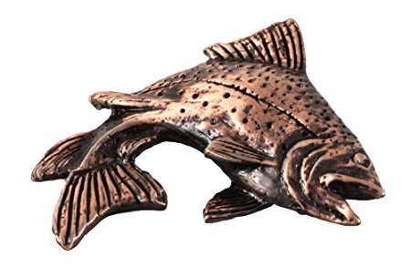 Creative Pewter Designs, Pewter Rainbow Trout Leaping Right Premium Refrigerator Magnet, Copper Plated, FC004PRM