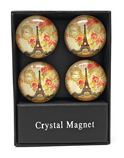 Eiffel Tower Paris Glass Magnets - Set of 4