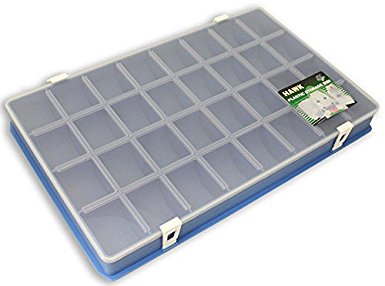 32 Section Box For Sorting And Storing With 2 Clips On Each Side Of Clear Plastic Lid