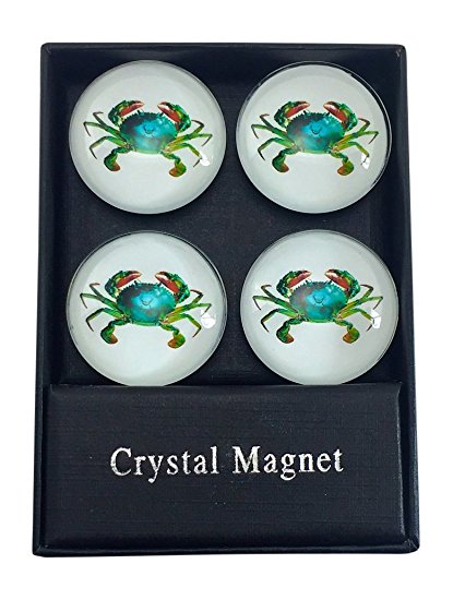 Blue Crab Glass Domed Magnets - Set of 4