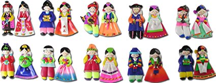 10pairs(20pcs) Korean Doll Fridge Magnets Hanbok Couple Adorable Wedding Gift