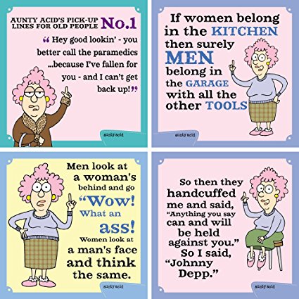 Tree-Free Greetings Hilarious Aunty Acid Magnet 4 Piece Set, 3.5 x 3.5 Inches, People Magnets (FM31182)